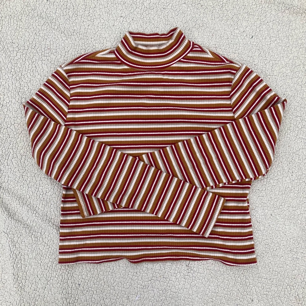 Western Ribbed Red Orange Turtle Neck